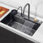 Topmount Raterfall Kitchen Sink Large Single Bowl-TI00628-Veeddydropshipping